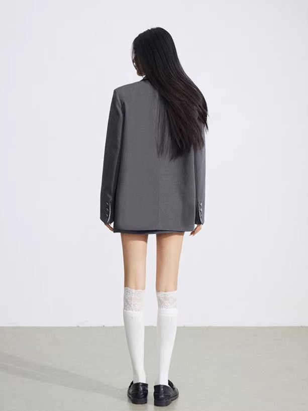 Lace Panel Oversized Blazer