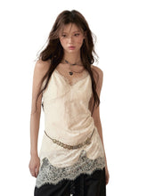 Beige Lace Panel Camisole Top - CHINASQUAD