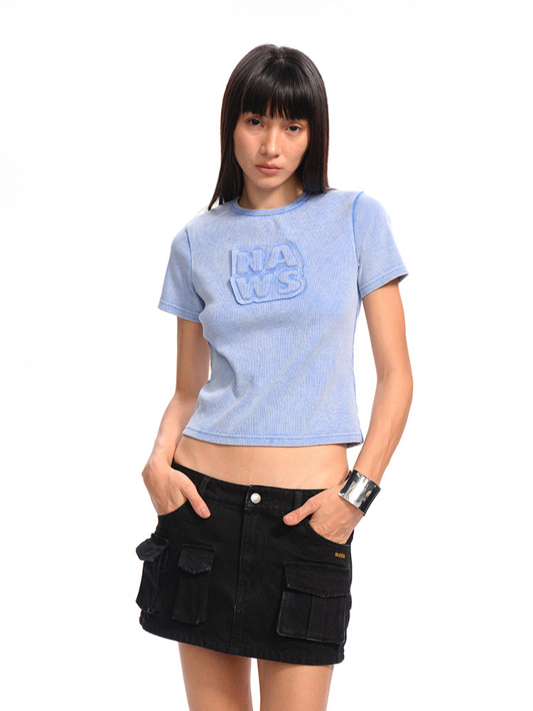 Asymmetrical Low - Rise Straight - Cut Denim Mini Skirt - CHINASQUAD