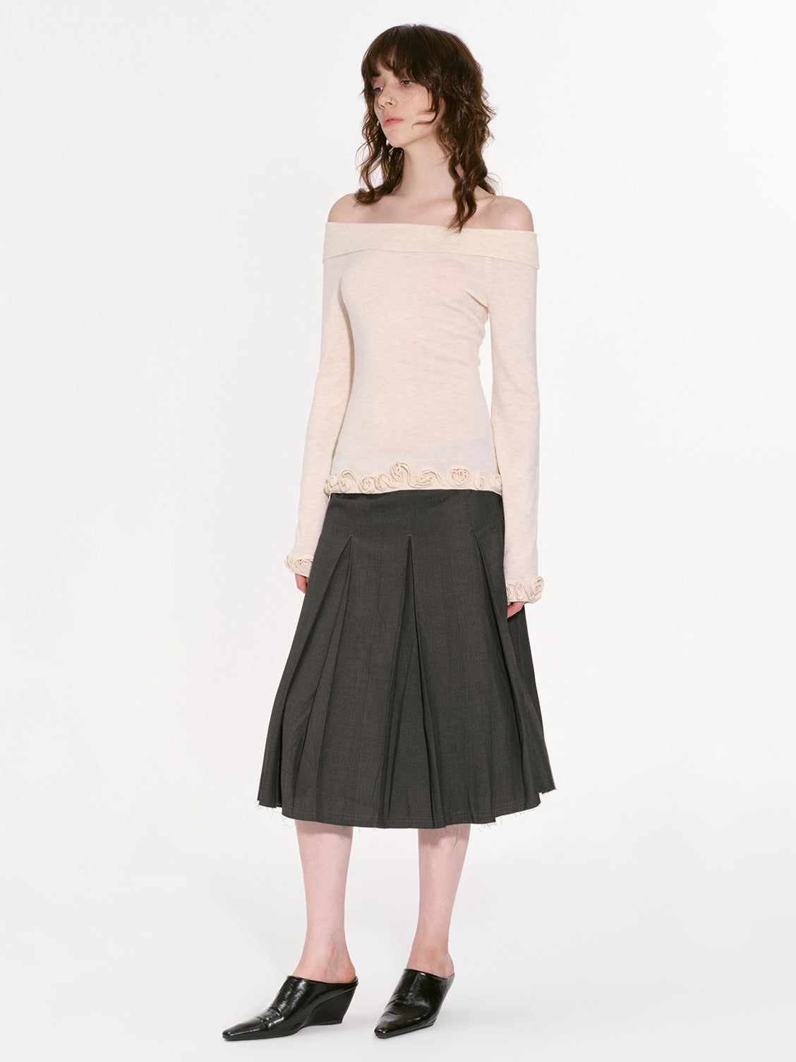 High-End Wool Off-shoulder Knit  - CHINASQUAD