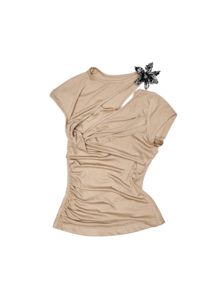 Knot-Pleated Slim-Fit Acetate T-shirt - CHINASQUAD