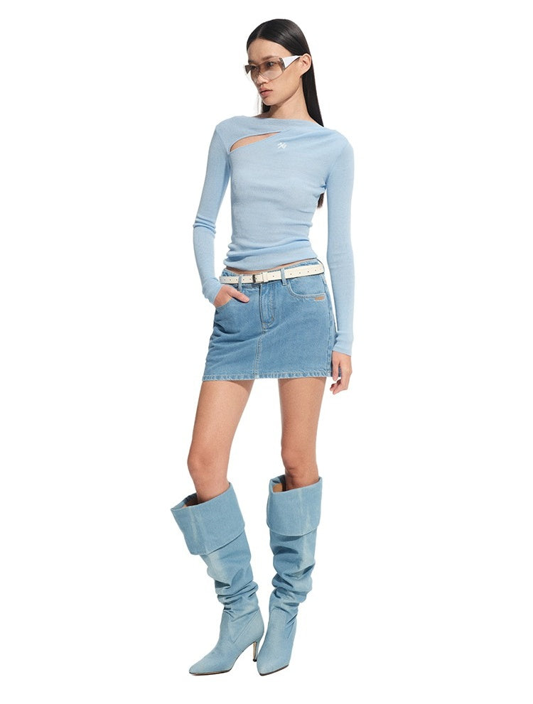 Crescent Knit Modal-Cotton T-Shirt - CHINASQUAD