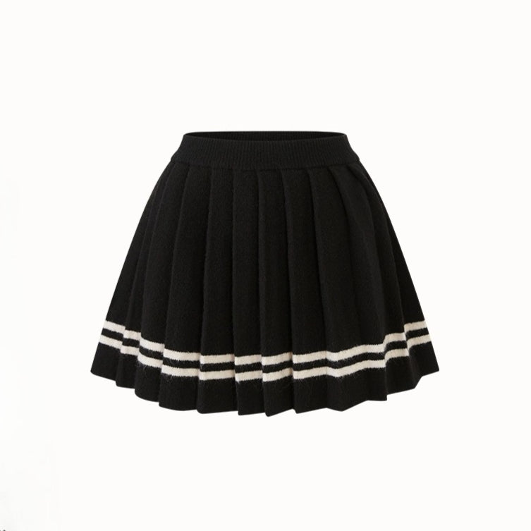 Memo Wool Cloud Knit Cardigan & Pleated Skirt Set