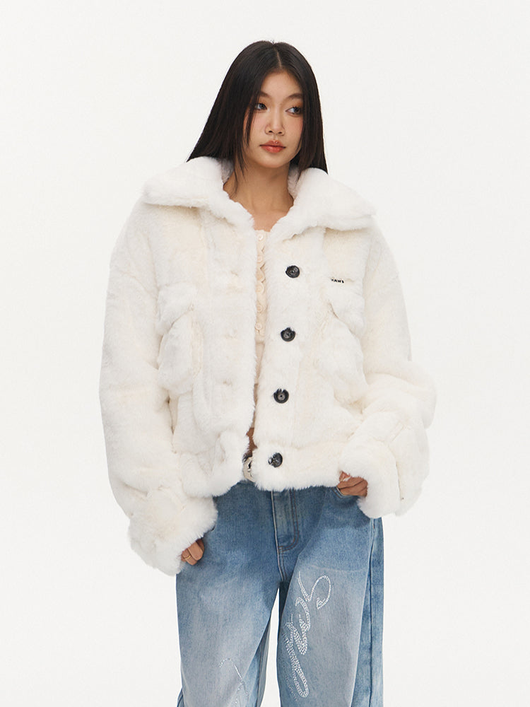Loose Fit Casual Faux Fur Jacket - CHINASQUAD