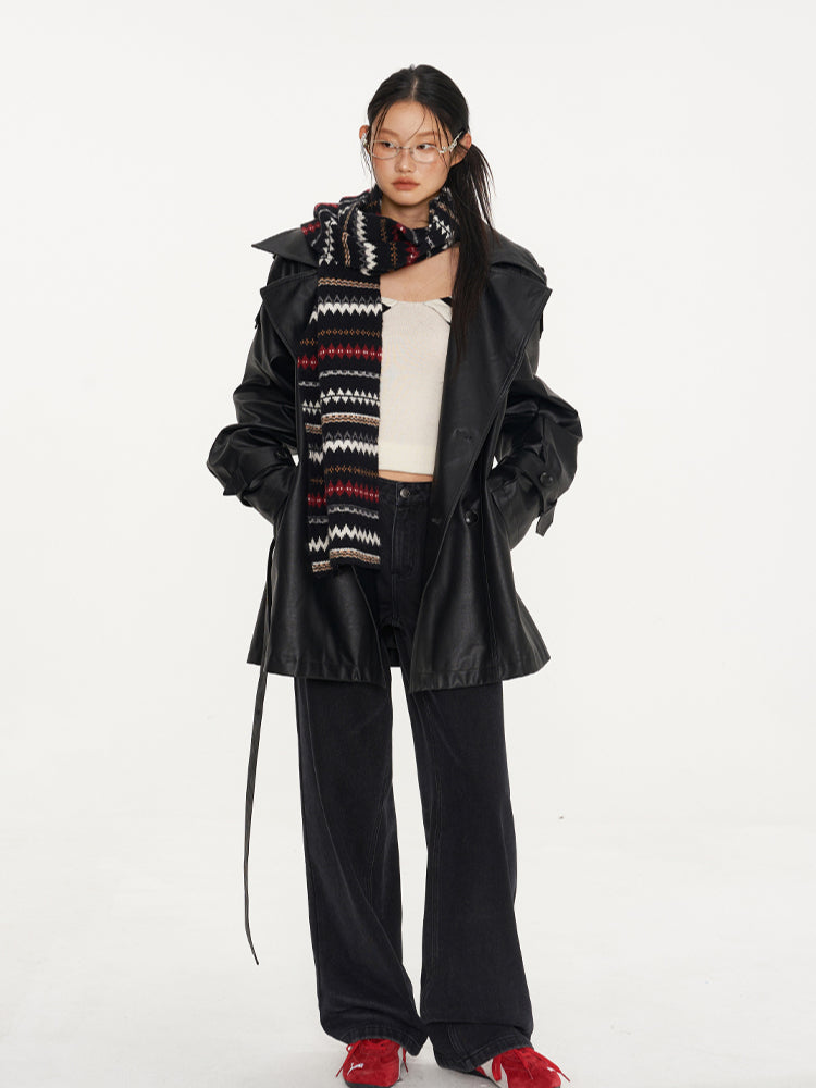 Classic PU Trench Leather Jackets - CHINASQUAD