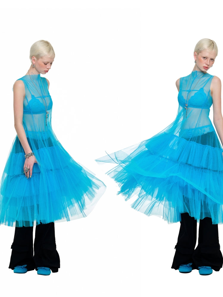 Mesh Panel Midi Dress - CHINASQUAD