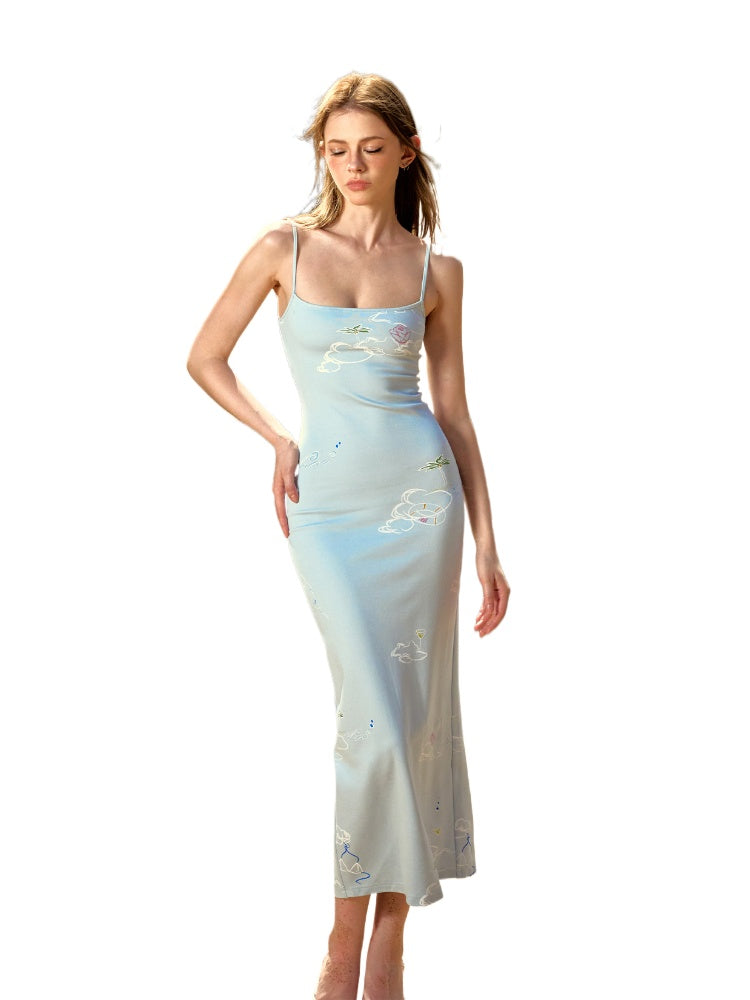 High Stretch Fitted U-Neck Spaghetti Dress - CHINASQUAD