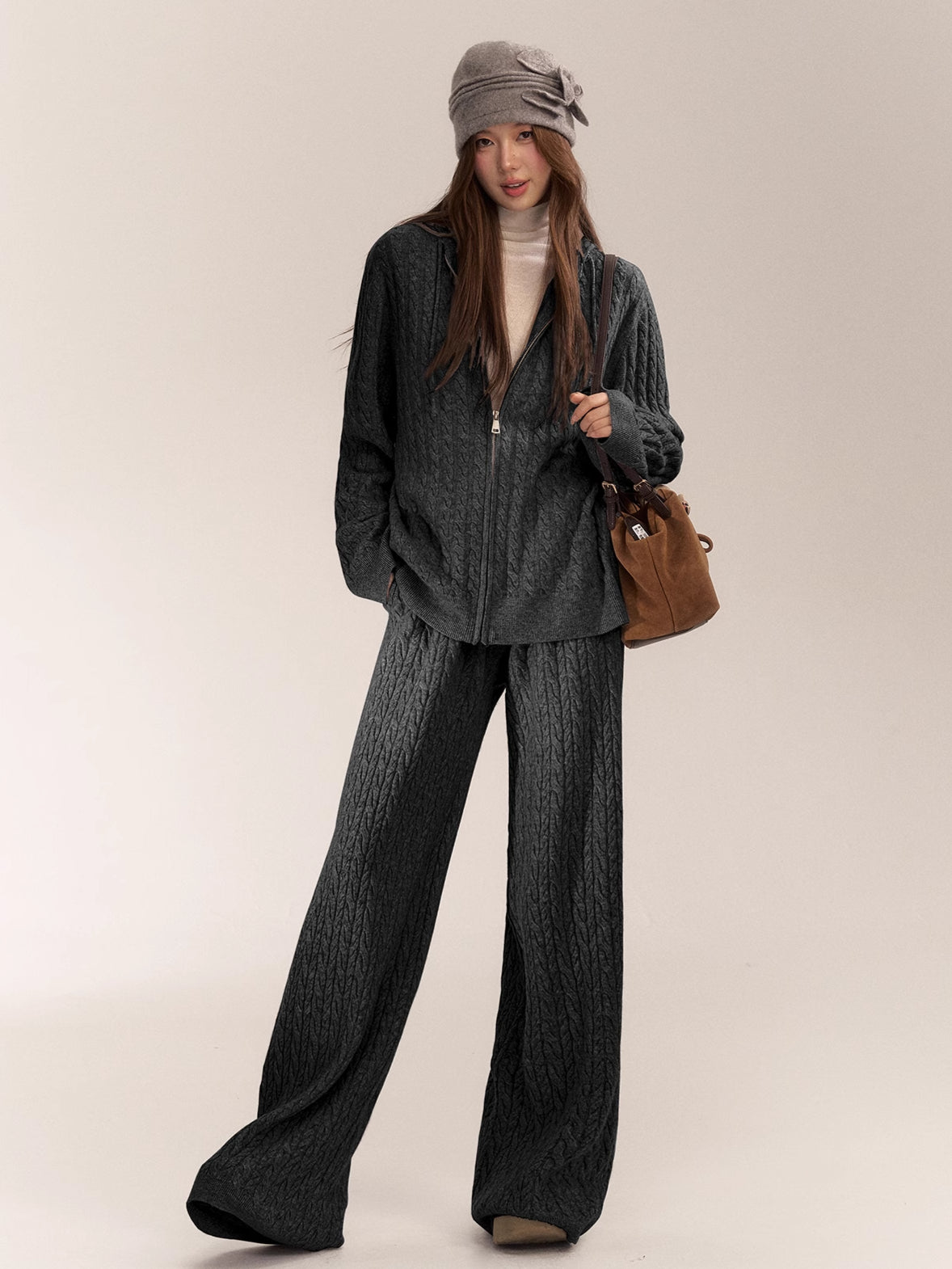 Wool Blend Hooded Knit Cardigan - CHINASQUAD