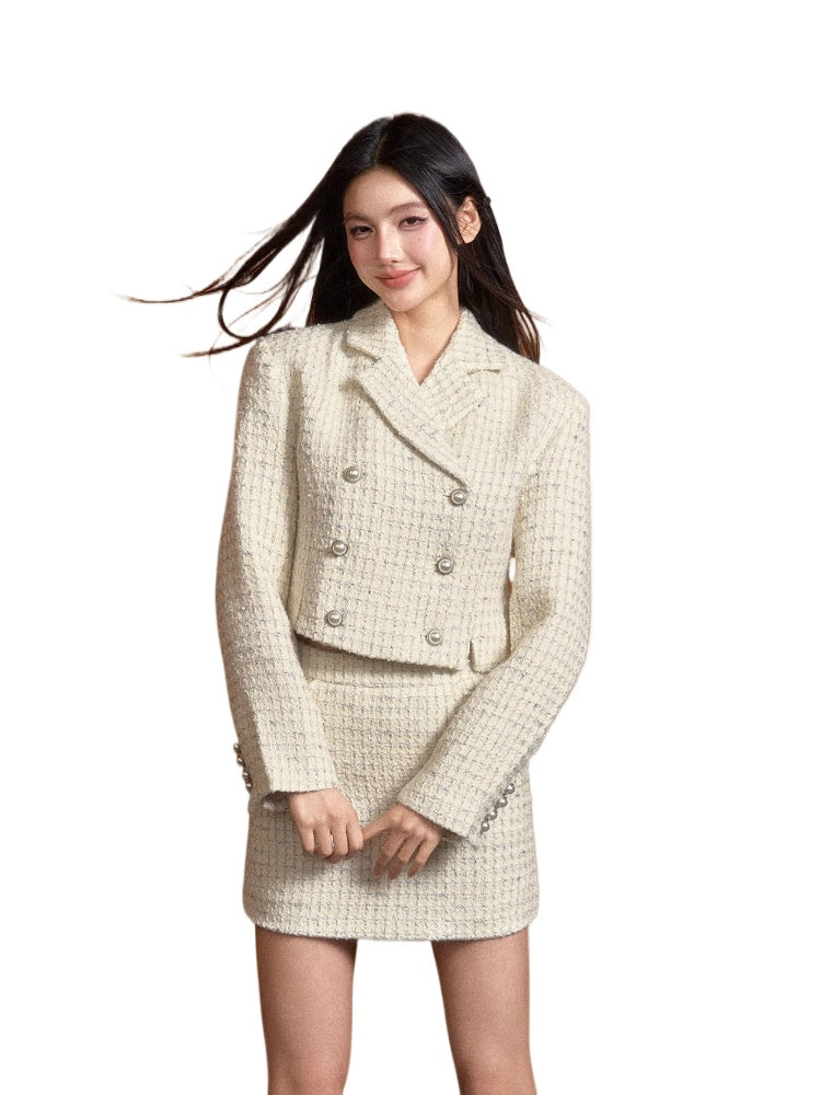 Wool Chanel-Style Short Jacket & Skirt Set - CHINASQUAD
