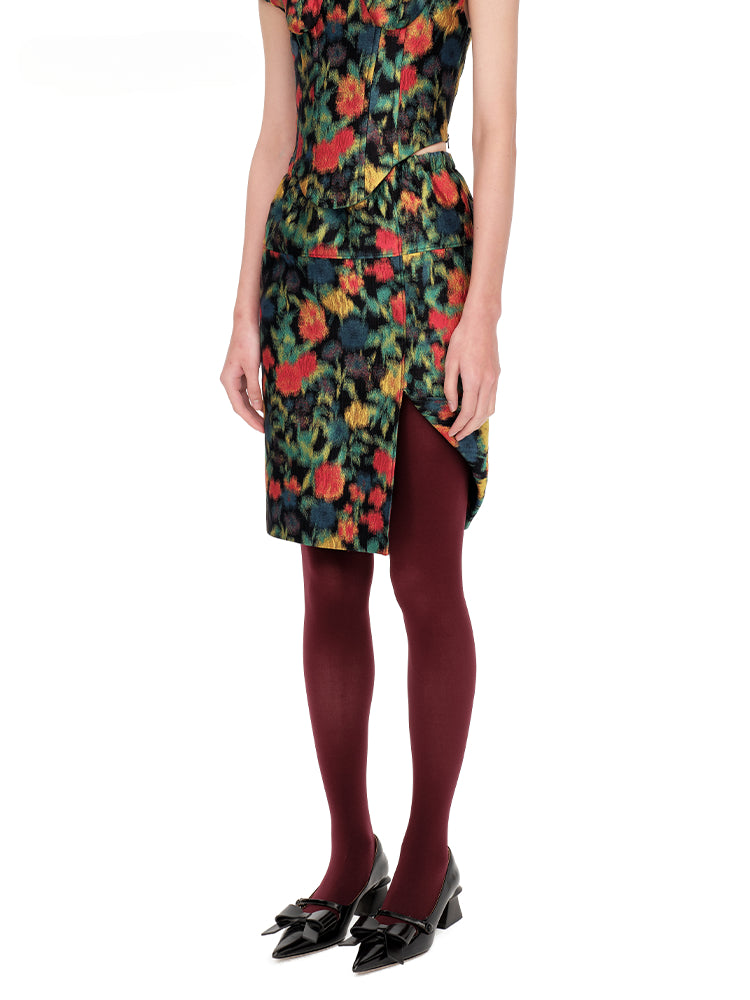 Elegant Vintage Split Hem Midi Skirt - CHINASQUAD