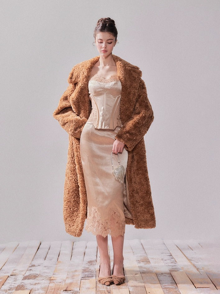 Hokkaido Letter Teddy Fleece Oversized Coat