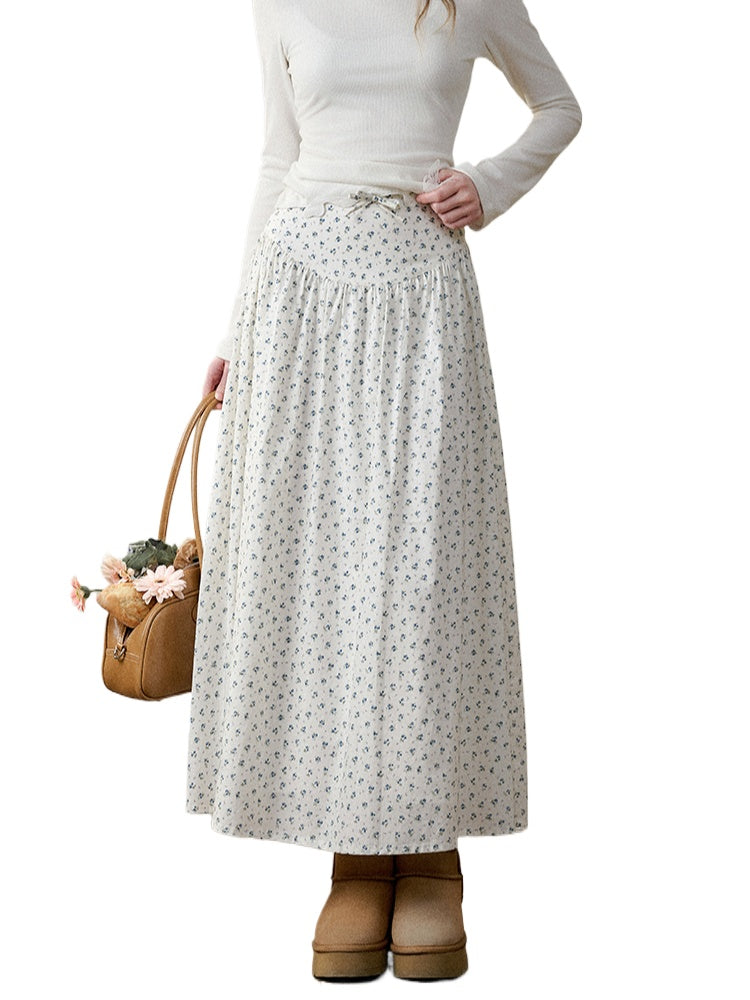 High-Waisted Slim Hand-Drawn Floral Skirt - CHINASQUAD