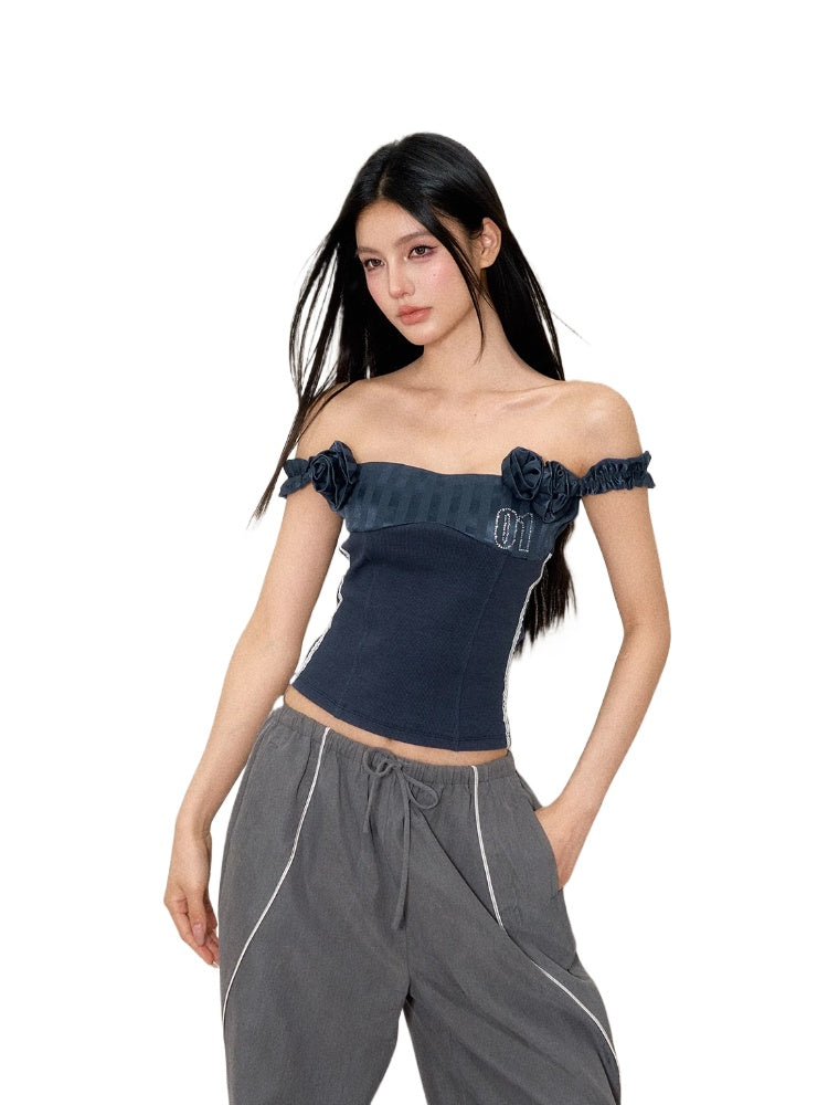 3D Floral Off-Shoulder Vest - CHINASQUAD