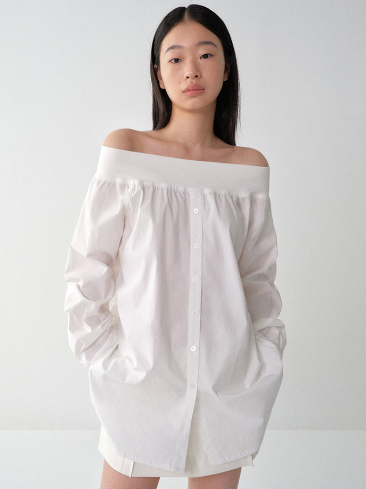 One-Shoulder Mid-Length Shirt Dress - CHINASQUAD