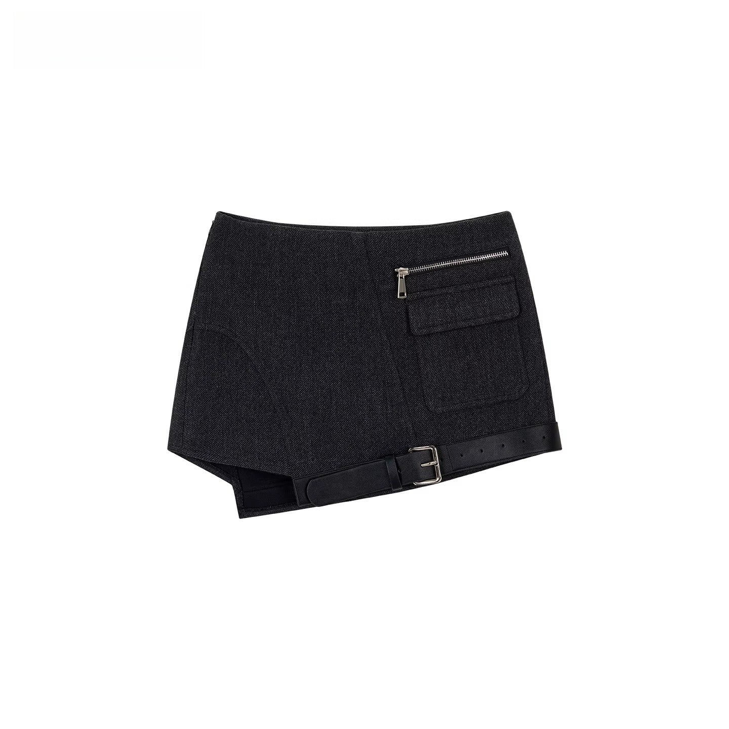 Structured Wool-Blend Asymmetric Hem Skirt