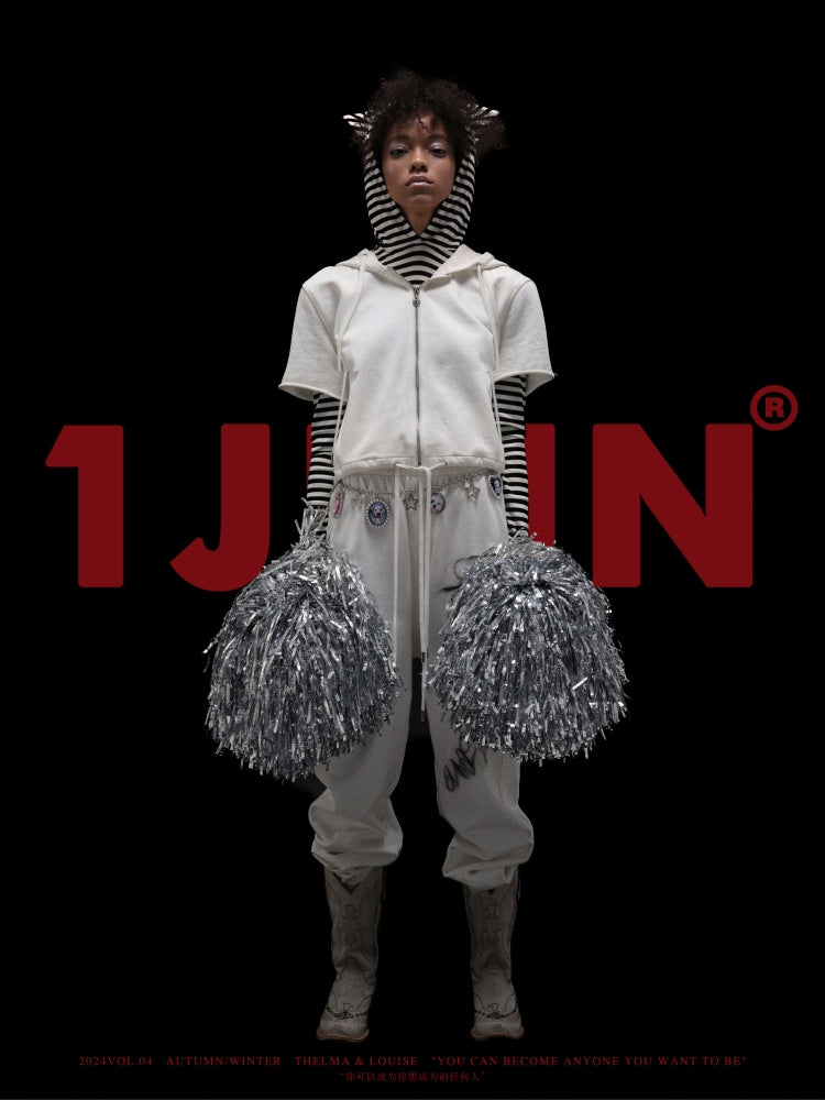 Striped Cat Ear Hooded Top - CHINASQUAD