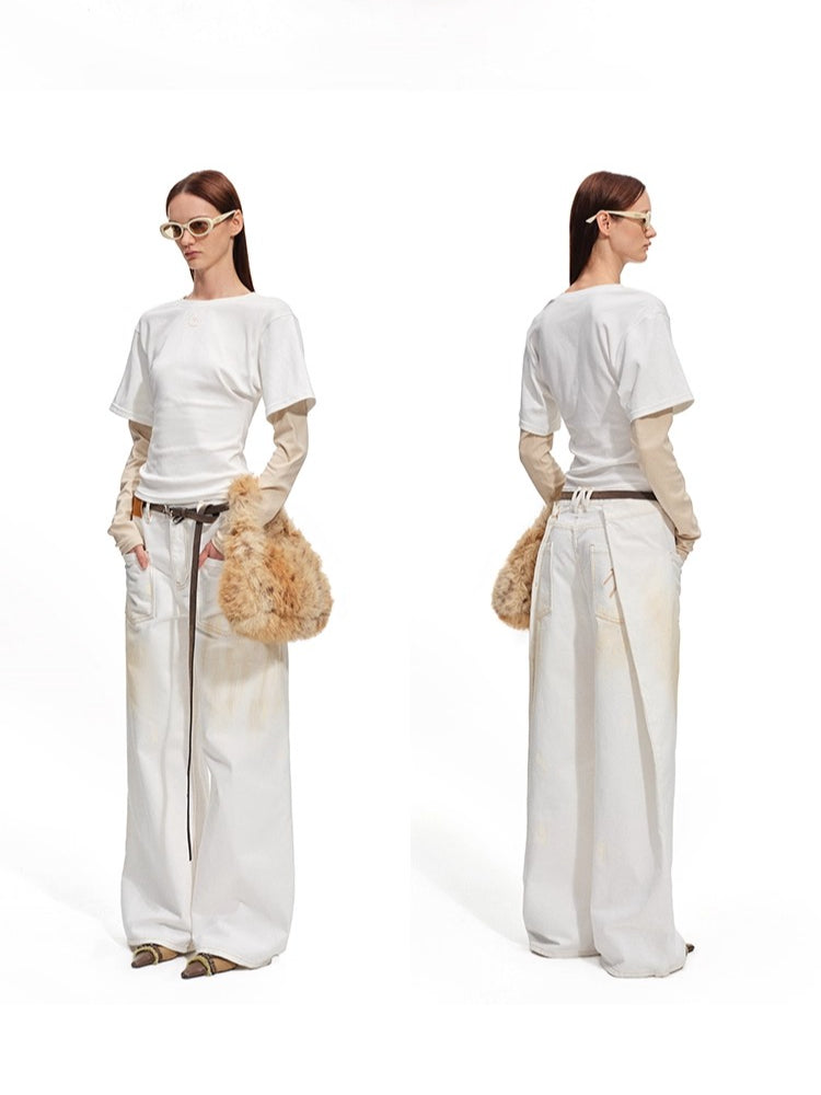 Polar Washed Twill Denim Wide-Leg Jeans