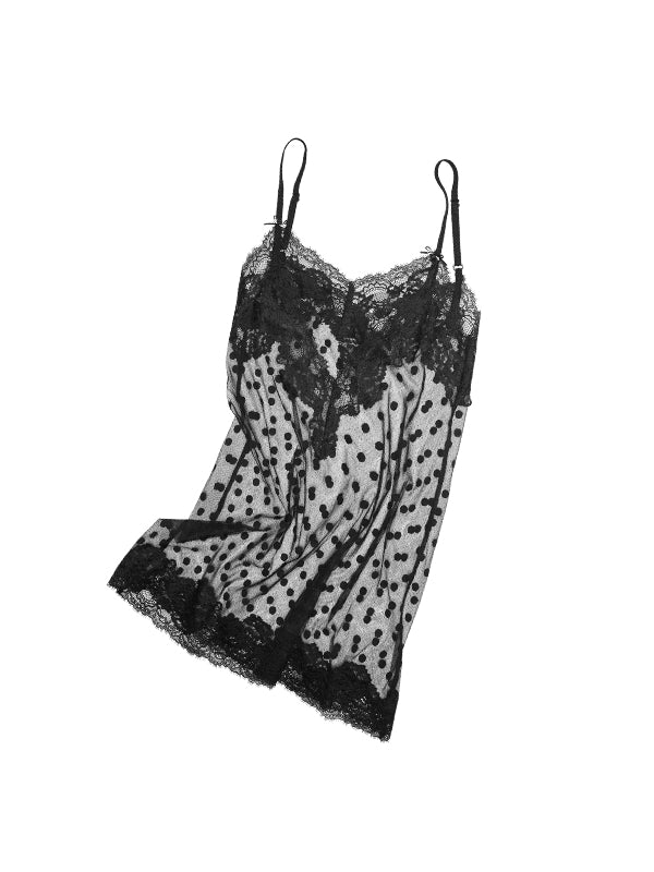 Polka Dot Lace Slip Dress - CHINASQUAD