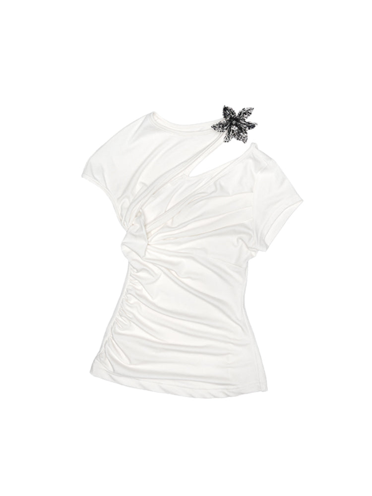 Knot-Pleated Slim-Fit Acetate T-shirt - CHINASQUAD