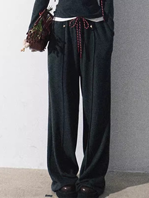 Knit Base Top & Wide-Leg Pants Set