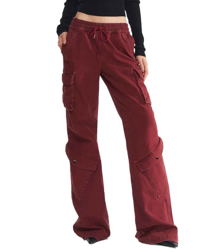 Bordeaux Red Vintage Cargo Pants - CHINASQUAD