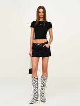 Leopard Print Mid - High Waist Rivet Midi Skirt - CHINASQUAD