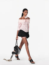 Lace Shoulder Strap Off-Shoulder Shirt - CHINASQUAD