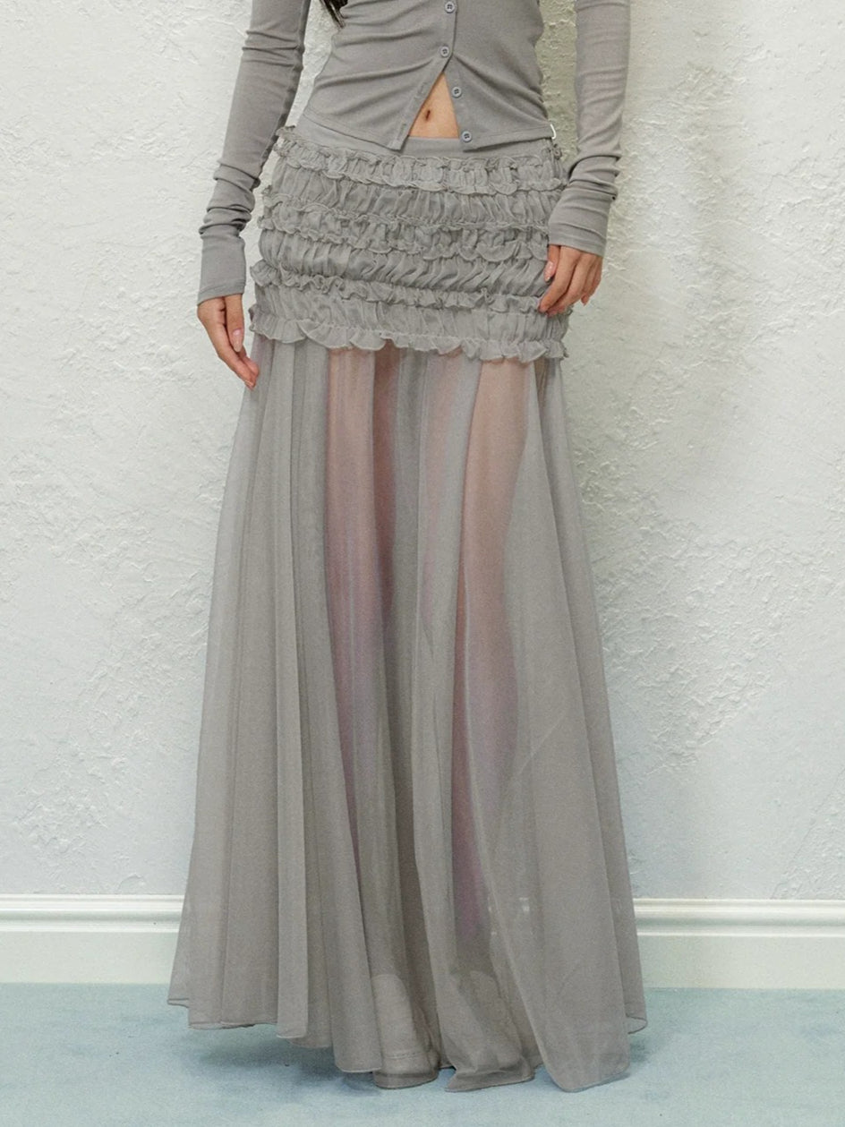 Mesh Splicing Semi-transparent Bodycon Skirt