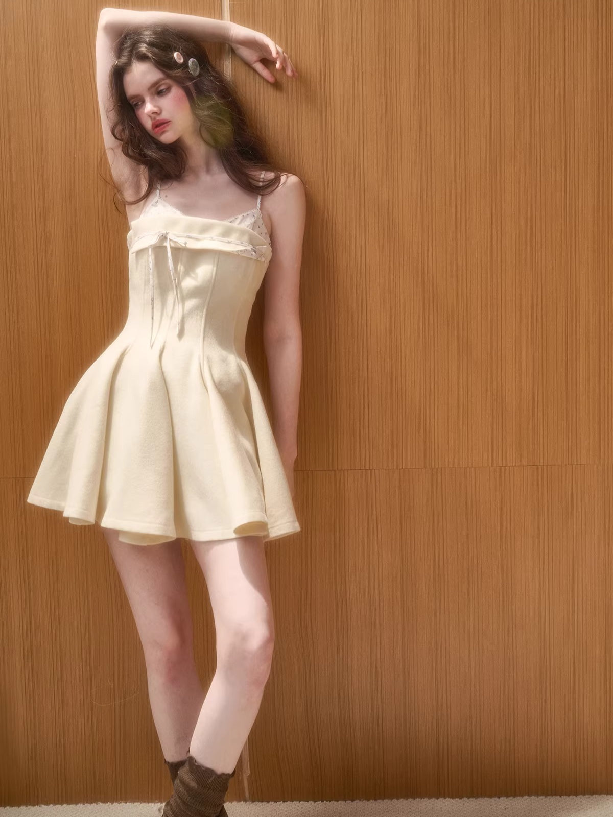 Wool-Blend Puffy Cami Dress