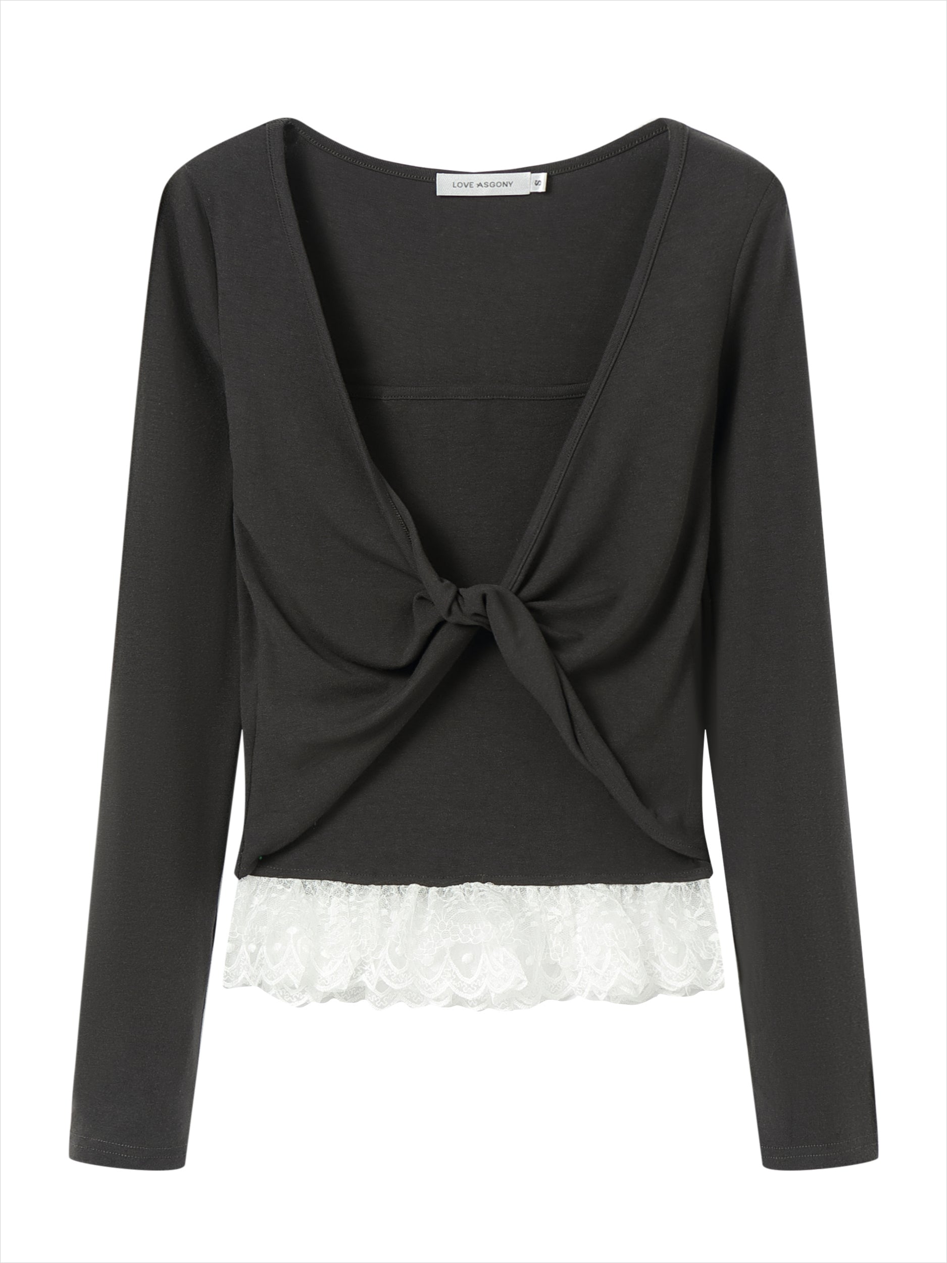 Lace Hem Twist Blouse - CHINASQUAD