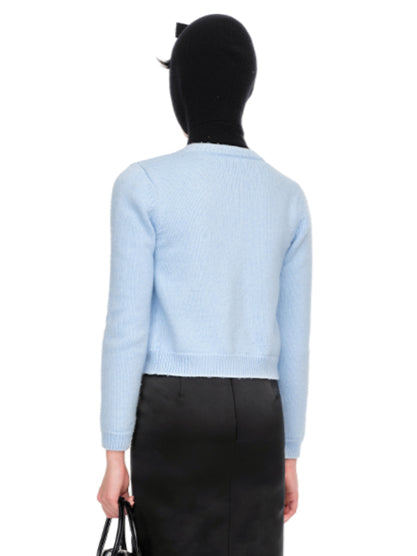 Sweet Floral Embroidered Knit Cardigan - CHINASQUAD