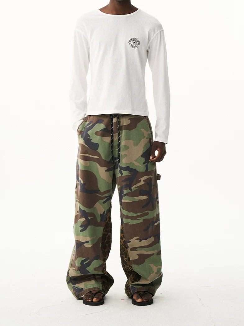 Camo Leopard Patchwork Workwear Pants
