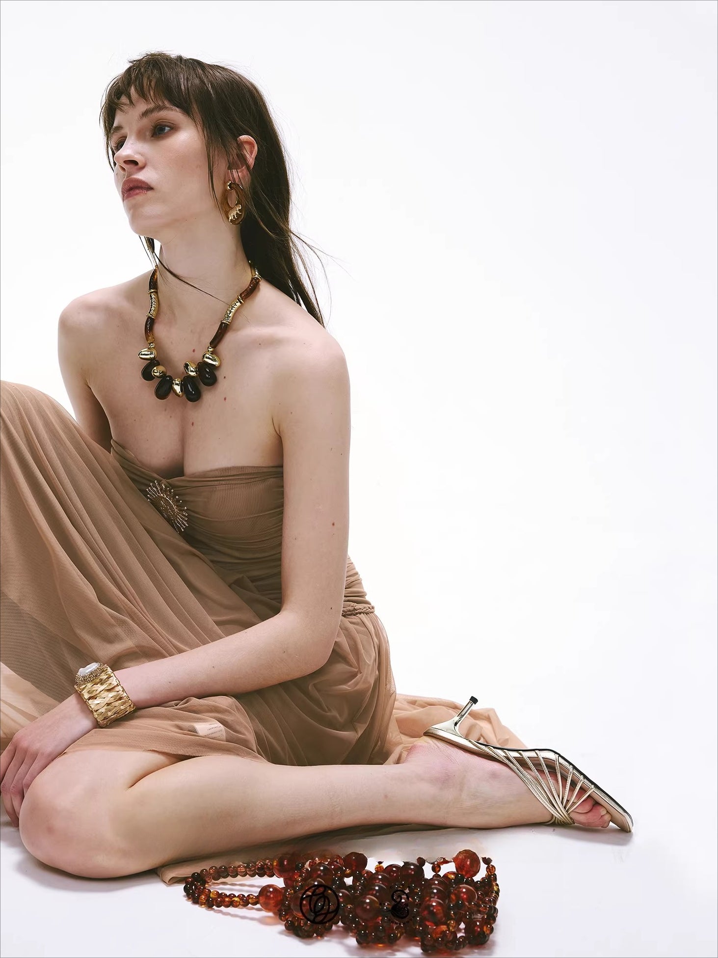 Cool-Goddess Strapless Braided Ruched Maxi Dress