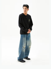 White & Black Henley Collar Long-Sleeve T-Shirt - CHINASQUAD