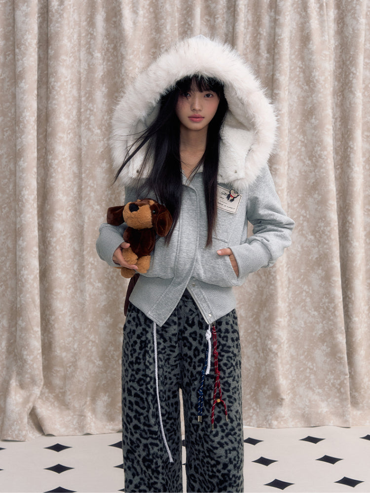 Faux Fur Lined Zipper Fur Collar Jacket - CHINASQUAD