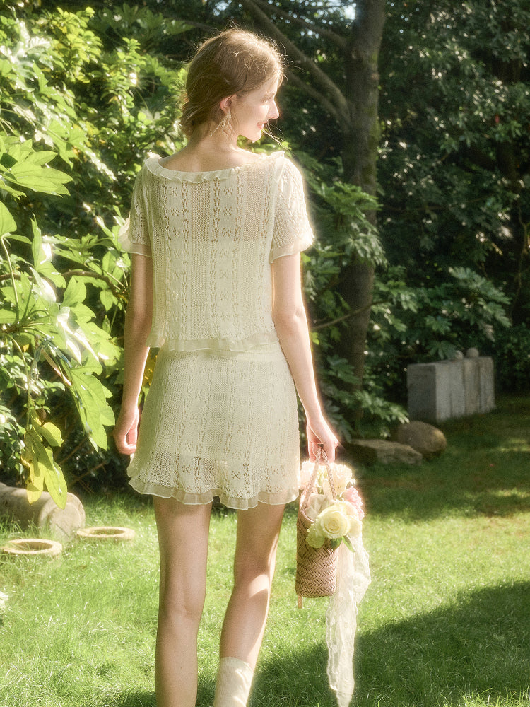 Cool Fabric Knitted Blouse & Skirt Set - CHINASQUAD