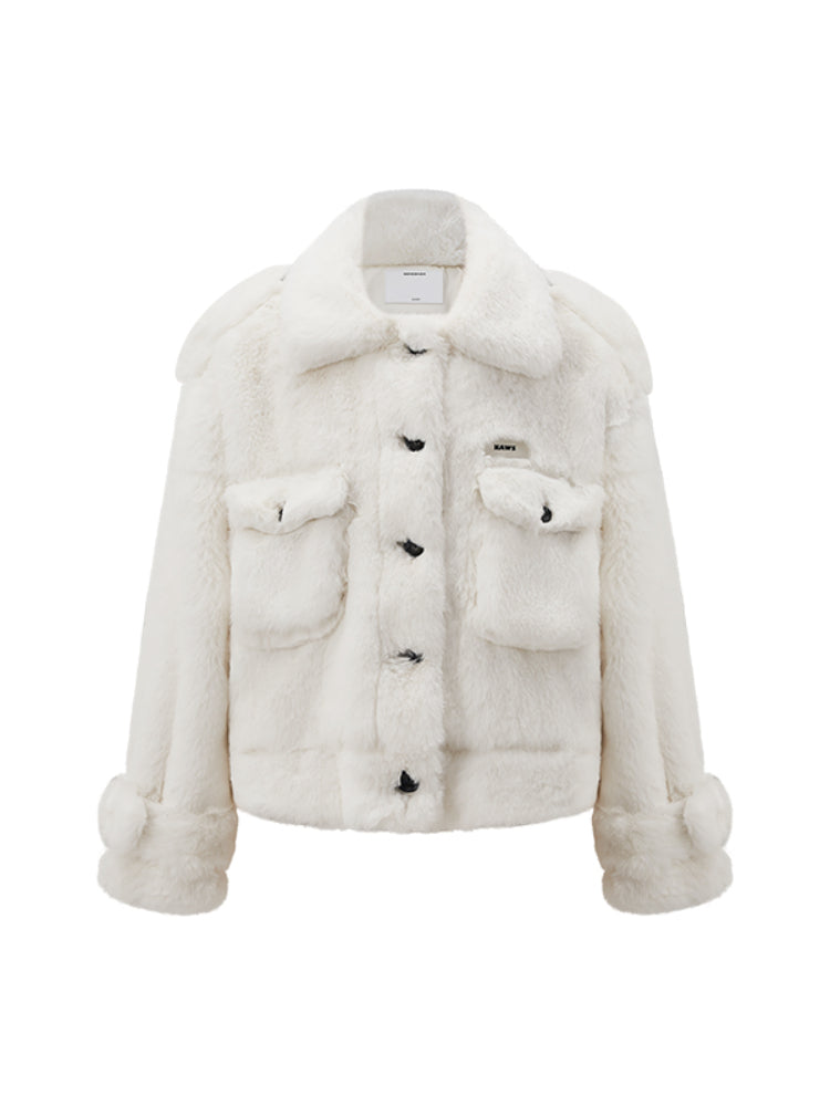 Loose Fit Casual Faux Fur Jacket - CHINASQUAD