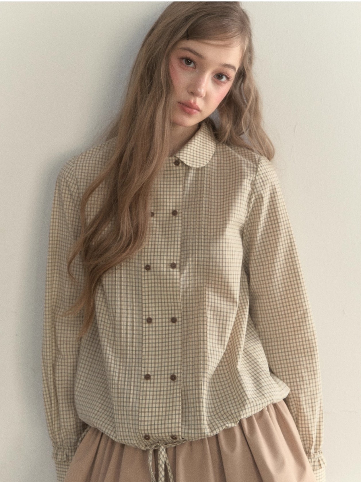 Double-Breasted Doll Collar Shirt