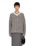 Gray & Brown V-Neck Cable Knit Pullover - CHINASQUAD