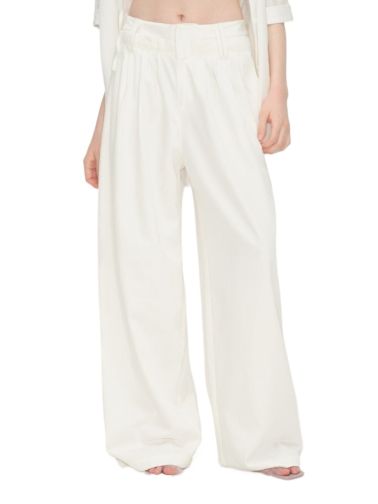 White Lyocell Wide-Leg Pants - CHINASQUAD