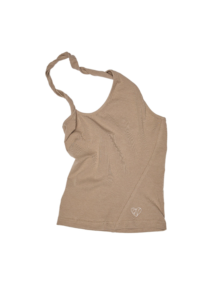 Slanted U-Neck Knot Embroidery Vest - CHINASQUAD