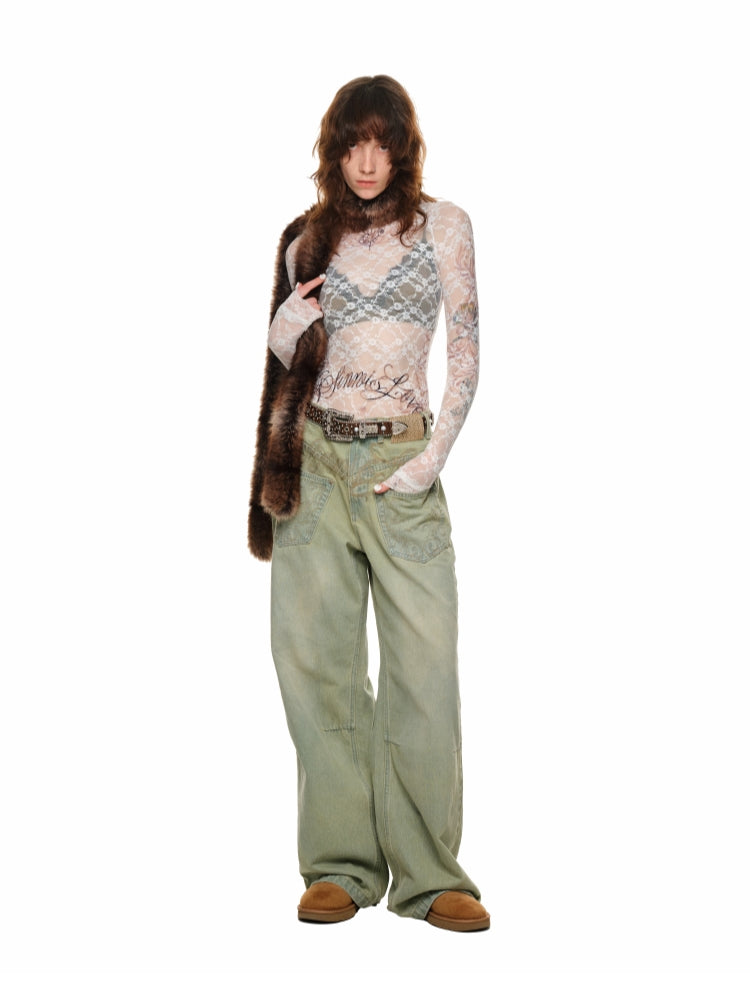 Printed Lace Base Layer Blouse - CHINASQUAD