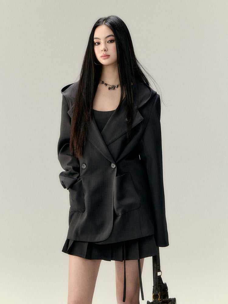 Rose Flower Waist Belt Suit Dress - CHINASQUAD