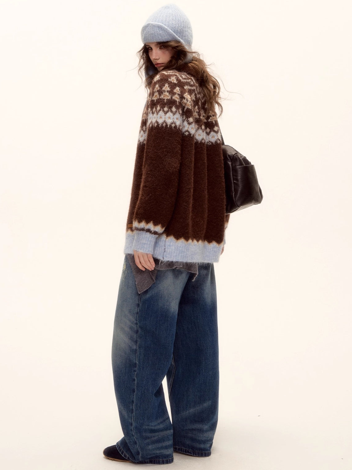 Wool Blend Fair Isle Button-Up Cardigan