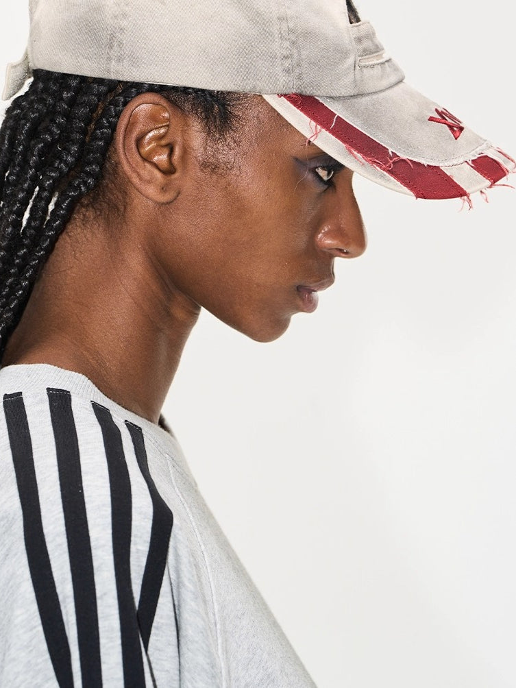 Distressed Washed Adjustable Patchwork Baseball Cap