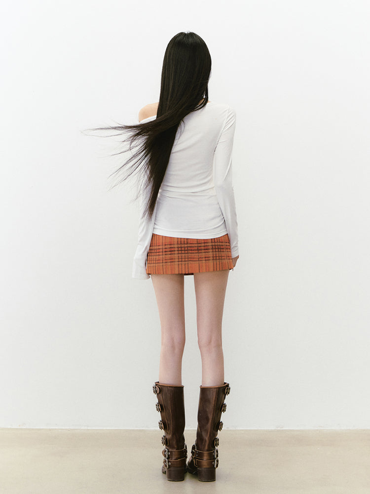 Striped Zipper Two-Way Skirt