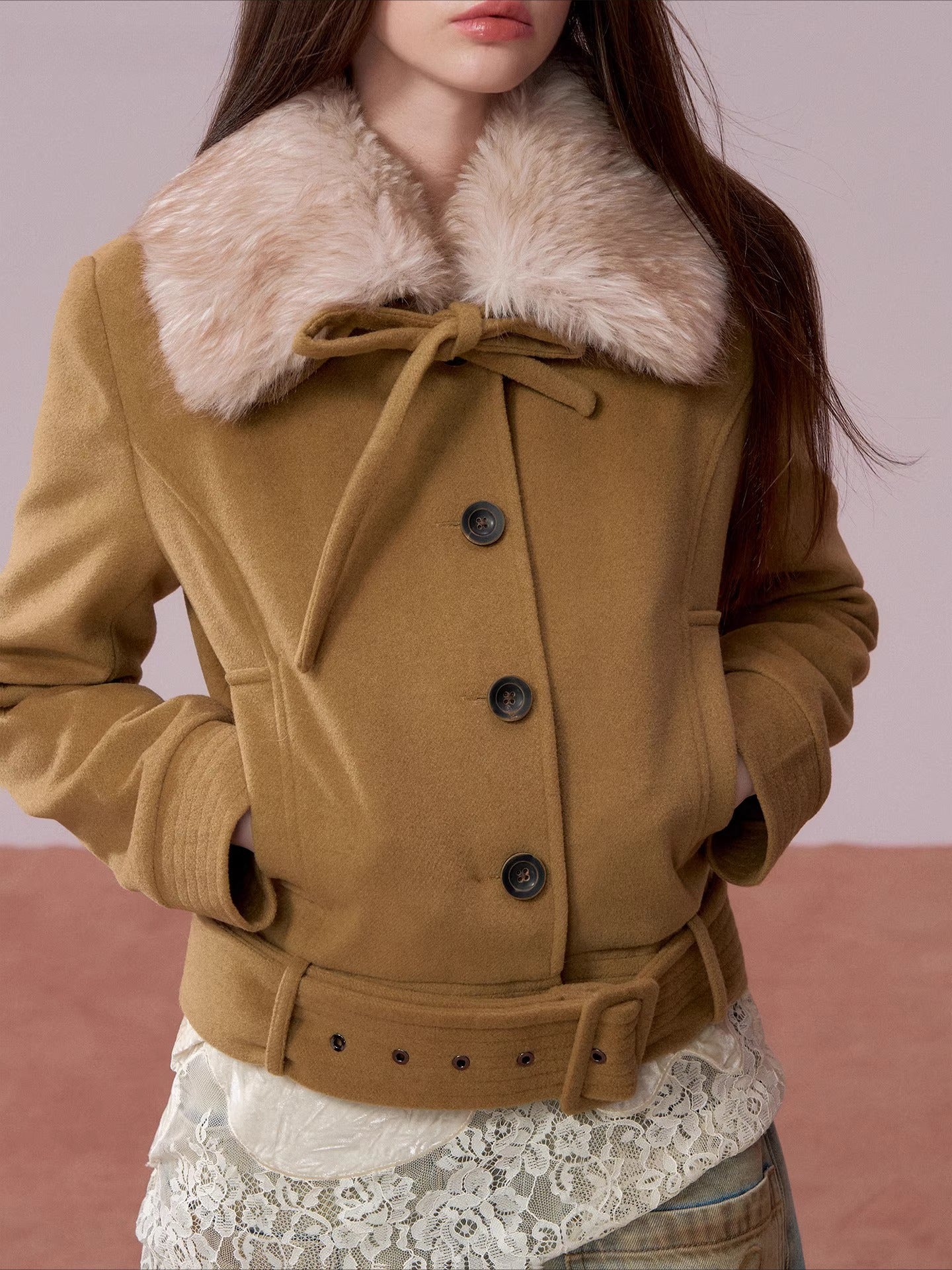 Plush-Collar Quilted Cotton Jacket