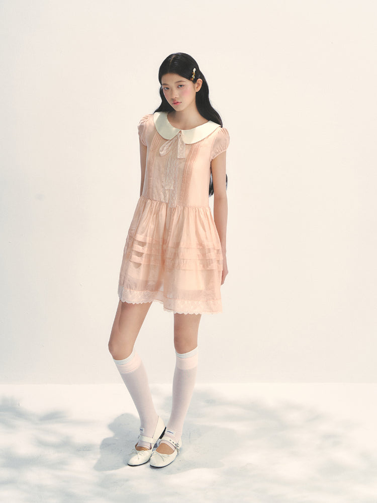 Pink Lace Baby Doll Dress - CHINASQUAD