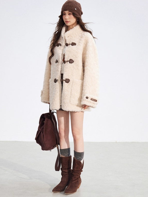 Wool-Blend Shearling Buttoned Jacket