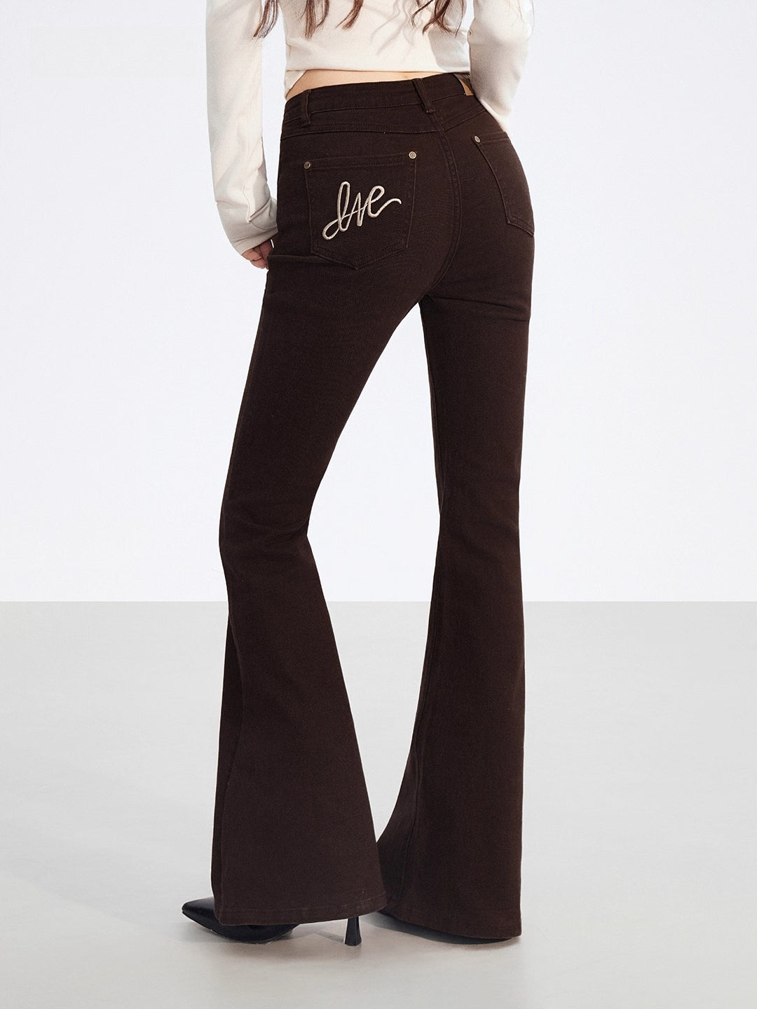 Embroidered Flared Denim Pants